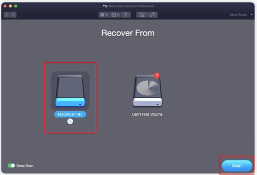 Stellar Data Recovery for Mac - Select recover from