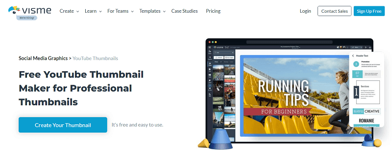 Visme- A Free Thumbnail Maker for YouTube