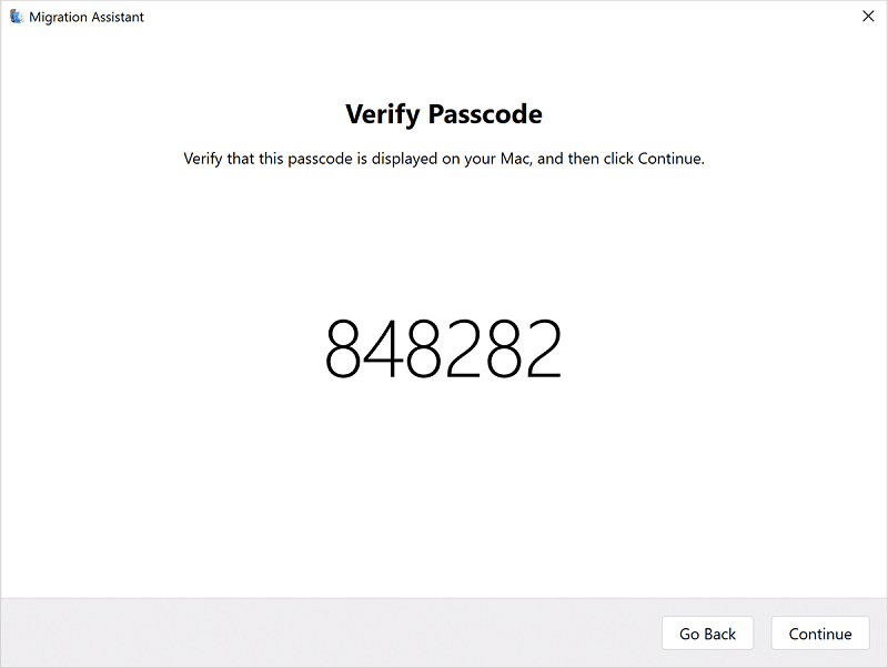 use the Passcode provided to connect
