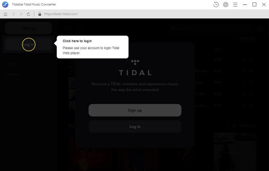 Run the tool and sign in to your Tidal account