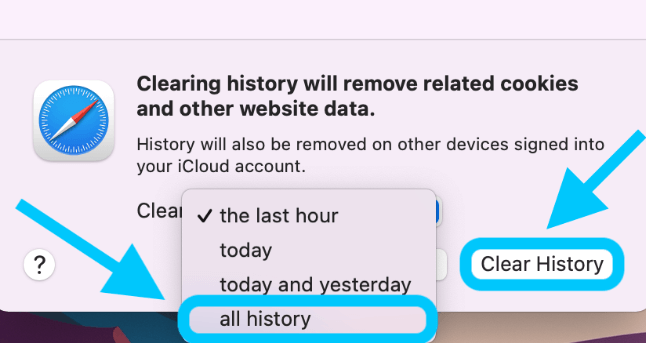 clear the history from the drop down menu