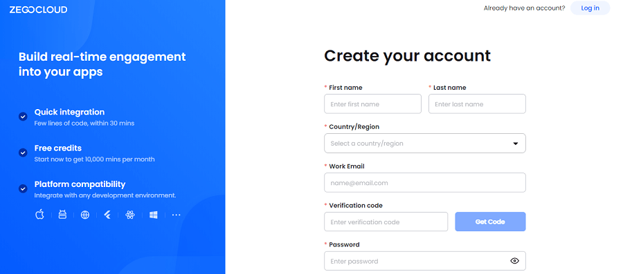 create your ZEGOCLOUD account