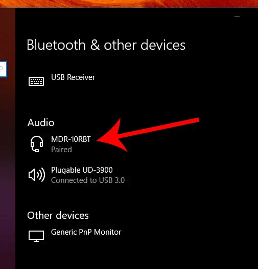 click on the Bluetooth device