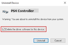 Delete the driver software for this device for PS4 Controller