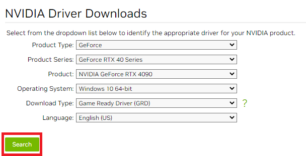 Search Nvidia Driver Download