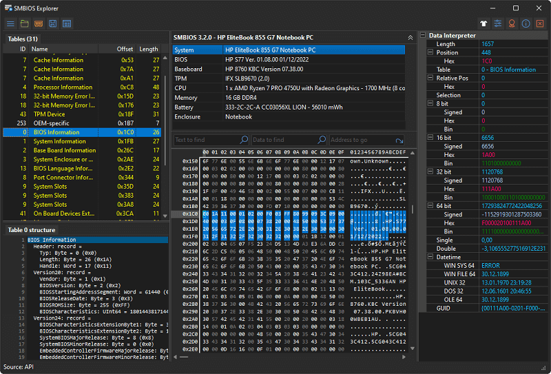 SMBIOS Explorer