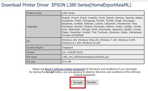 Read and Accept Epson’s Software License Agreement