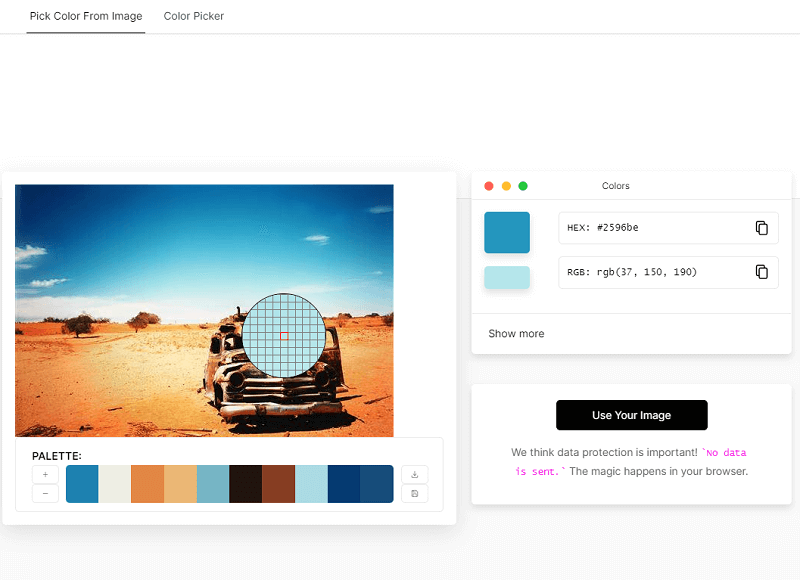 Image Color Picker – HEX, RGB, CMYK Codes