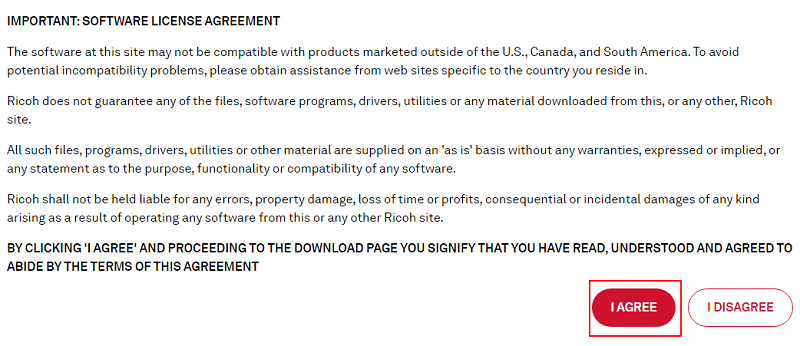 Agree the License Agreement of Ricoh