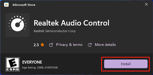 Install Realtek Audio Control
