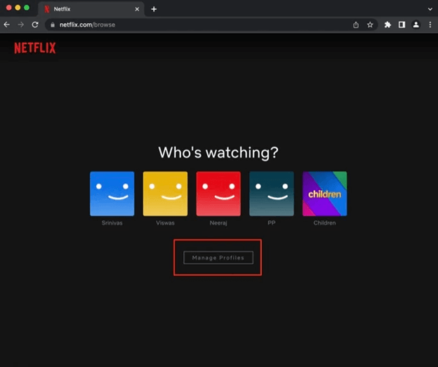 Manage Profile for your Netflix profile picture