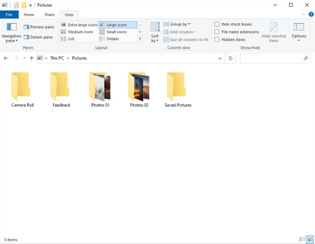 Open the folder containing the duplicate pictures