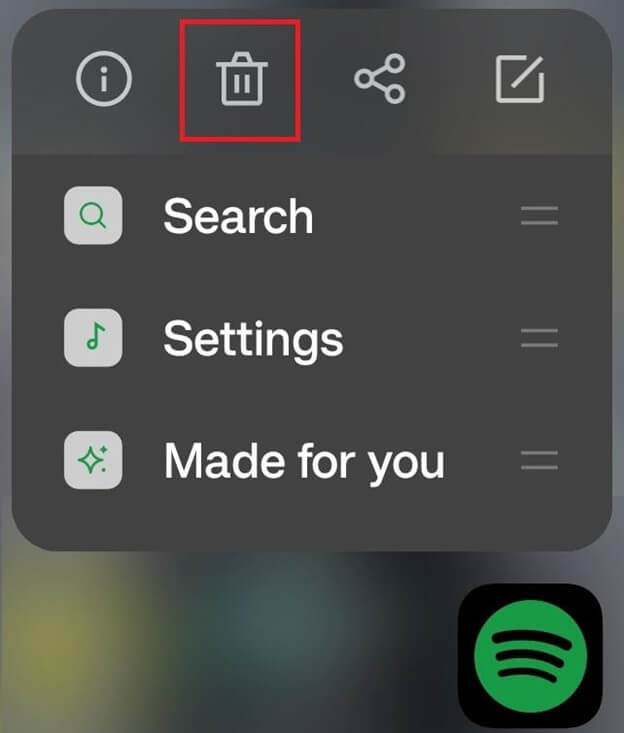 Long-tap on the Spotify app and select Uninstall