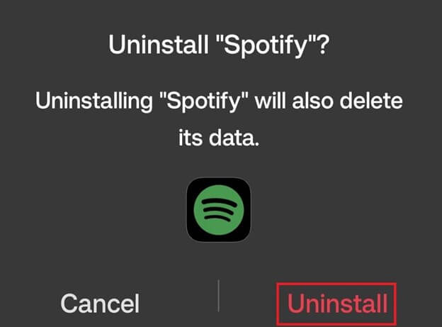 Proceed with Uninstall Spotify