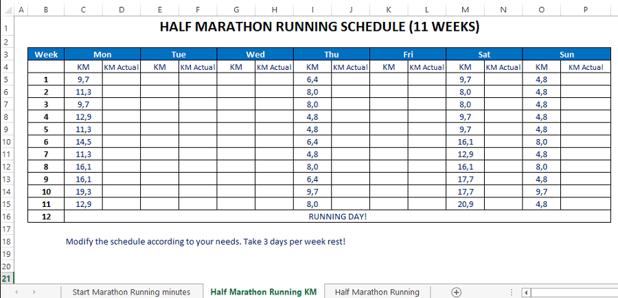 Marathon Training Schedule