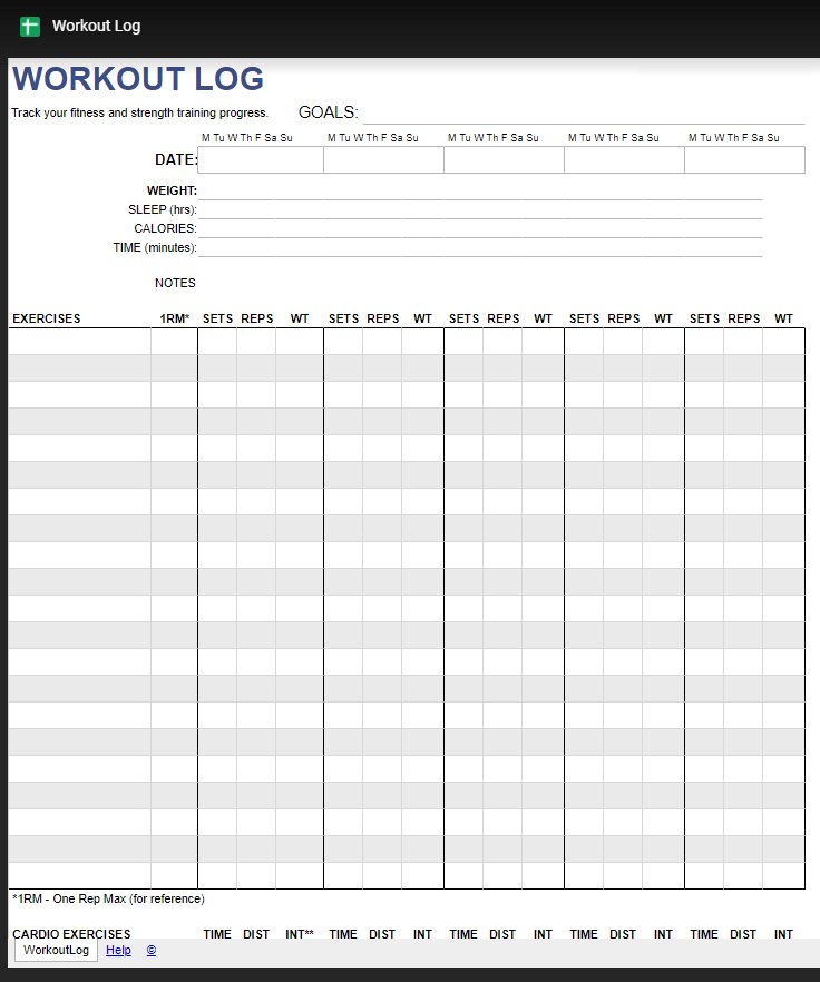 Workout Log Template