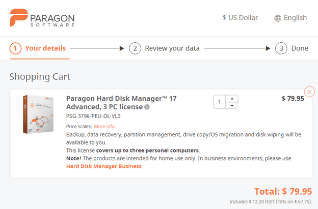 Paragon Backup and Recovery download after getting its subscription