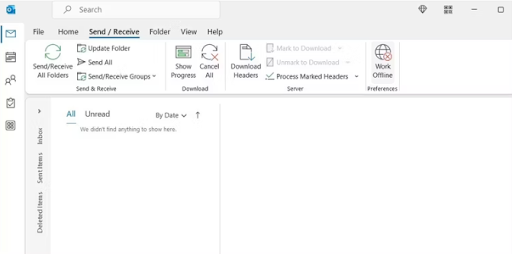 Disable offline mode and click on send revicve tab on outlook