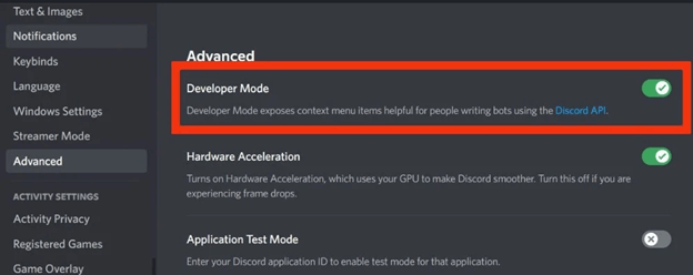 activate Developer Mode within Advanced