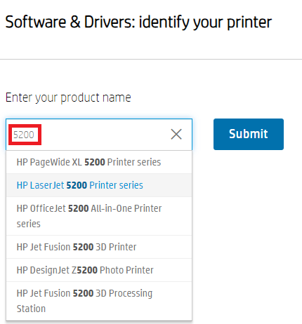 look for the HP Laserjet 5200 printer