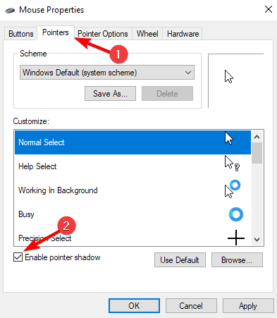 mouse properties pointers