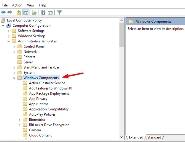Select Windows Components