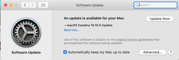 software update- advance button