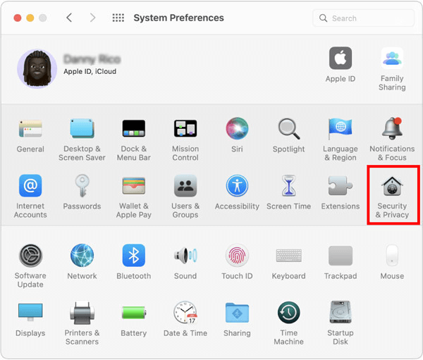 choose Security & Privacy from System Preferences
