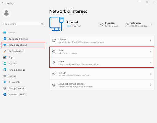 Network and Internet - VPN and Proxy
