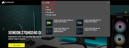 Enter h115i into the Corsair search bar