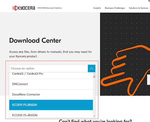 Kyocera download center - Choose your printer