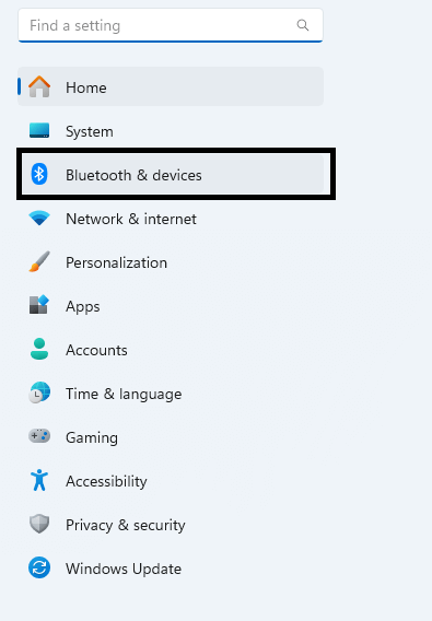 Select Bluetooth and Devices