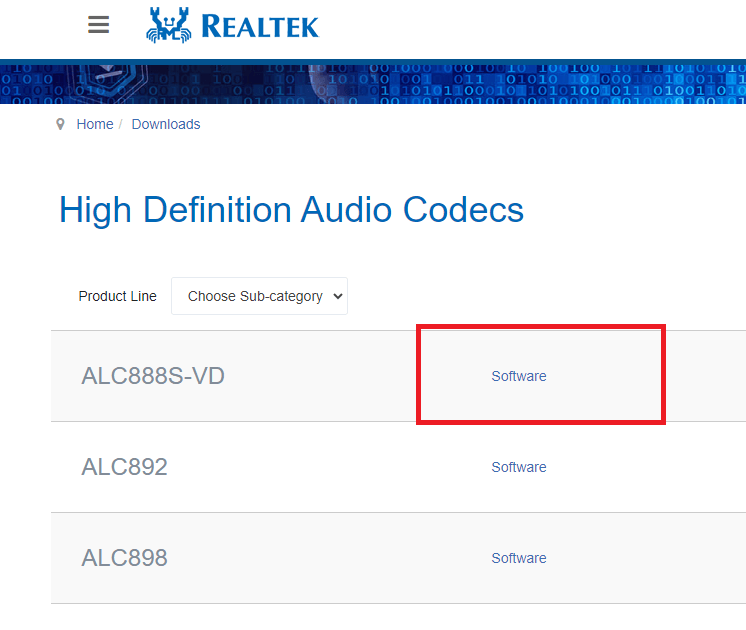 Select High Definition Audio Drive and click on software