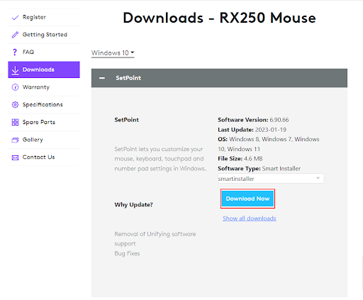 Download RX250 Mouse Driver from Logitech Official