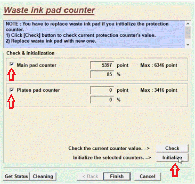 Initialize Waste ink pad counter