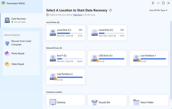 Tenorshare 4DDiG Data Recovery software