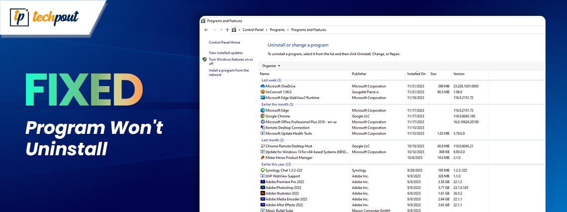 How to Fix Program won't Uninstall in Windows 10, 11 PC
