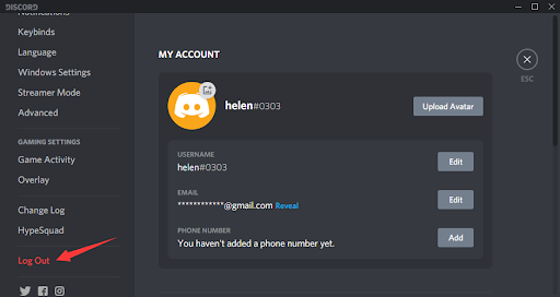 Log Out Discord