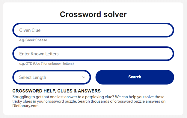 Crossword Solver on Dictionary(dot)com