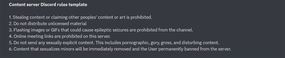 Discord rules for content