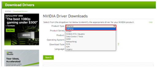 Select Nvidia Geforce