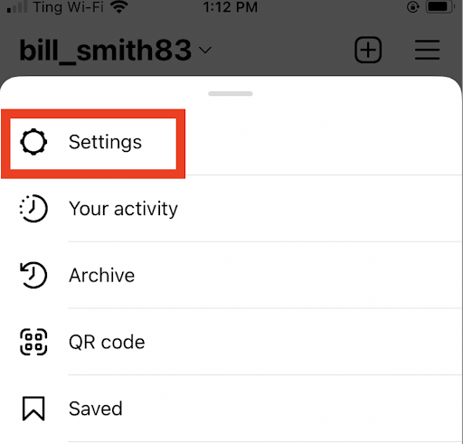 Open the setting of the instagram
