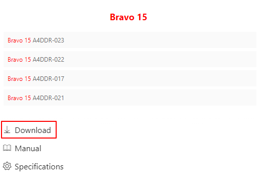 Bravo 15 laptop and click on the Download