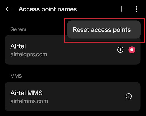 reset access point