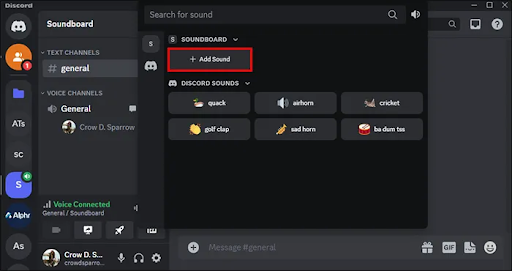 select the option to Add Sound in discord
