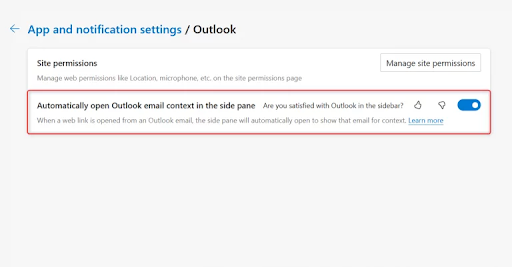 Automatically open Outlook email context in the side pane