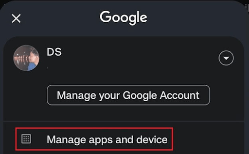 select the Manage Apps and Device