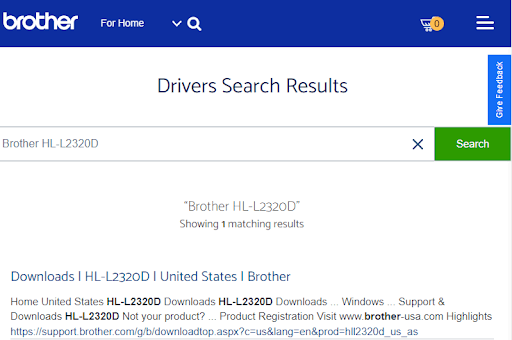 Click on search result of brothe hl-2320d driver
