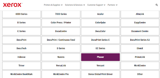 select Phaser from xerox official website