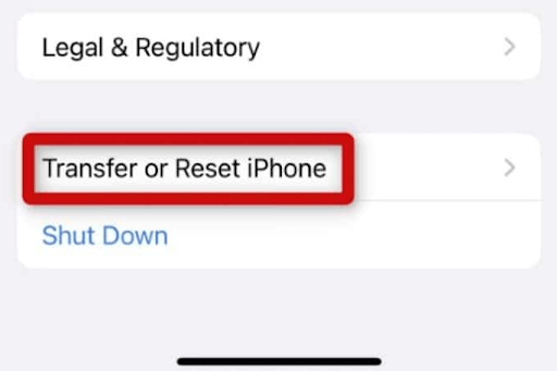 Reset or Transfer iphone